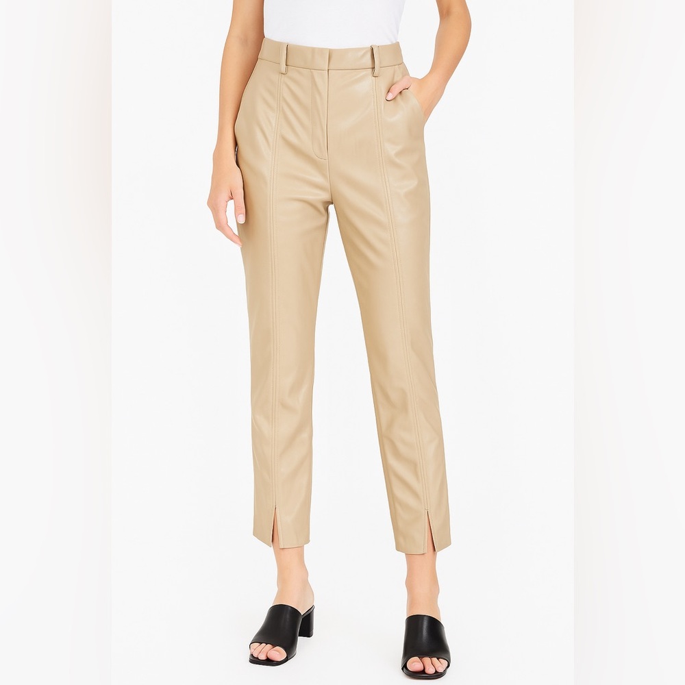 Jason Wu Faux Leather Pants Women’s XS Beige High Waist Slim Fit trousers